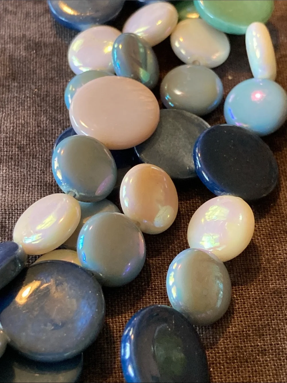 Multistrand Pastel Disc Necklace - Blue, Green, Pink